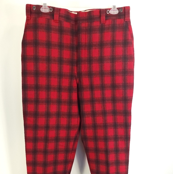 Vtg Woolrich Pants Men's 40? Buffalo Plaid Red Black Wool Blend Hunting USA